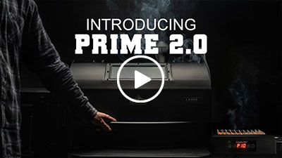Introducing Prime 2.0 pellet grill with user adjusting settings, showcasing Green Mountain Grills' innovative features and wood-fired cooking capabilities.