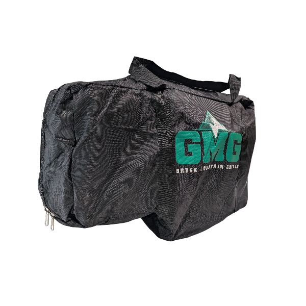 Trek Tote Bag in black featuring Green Mountain Grills logo, designed for grilling accessories and outdoor use.